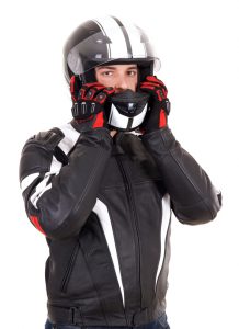 Biker man isolated on white